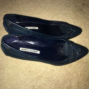 Manila Blahnik Blue Kitten Heels with Tassels
